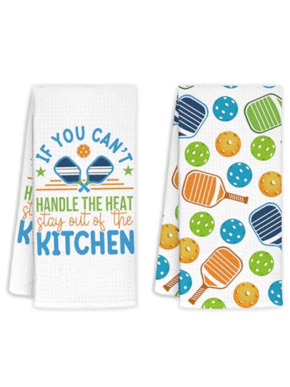 2 Pcs Pickleball Kitchen Towels Waffle 26x17 Dish Cloths Funny Gift